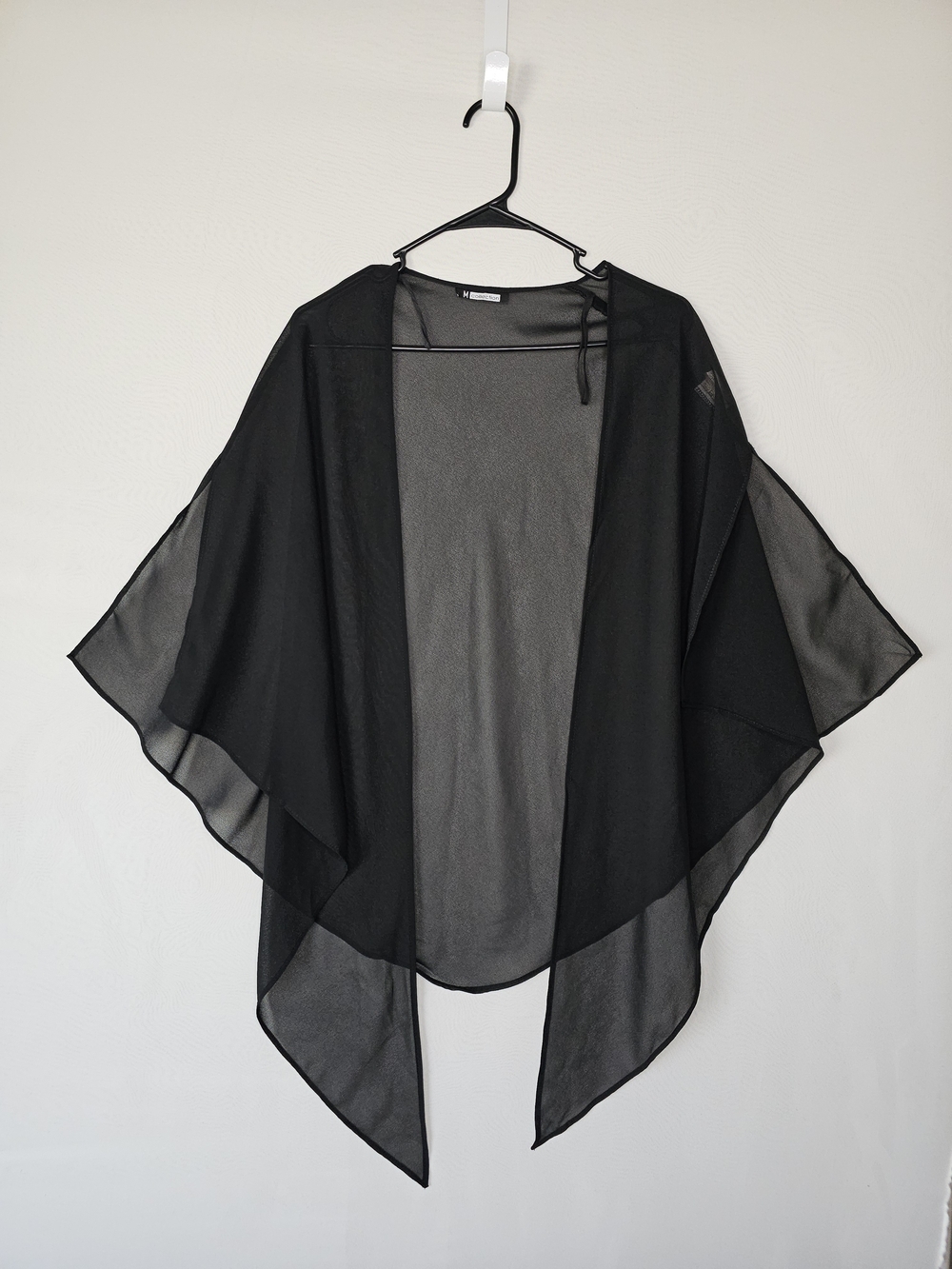 M Collection Black Sheer Chiffon Cardigan Shawl Wrap / One Size